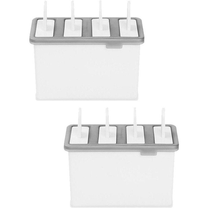 Set forme inghetata 4 buc, reutilizabil, capac verde-albastru, 70ml, transportabil