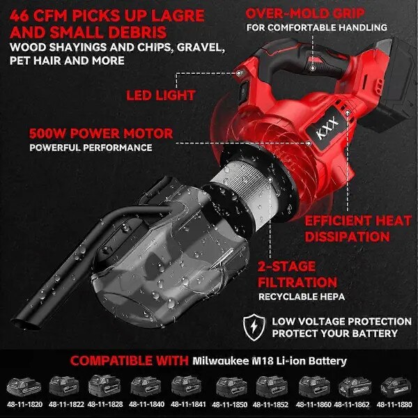 Aspirator portabil fara fir, motor 500W, filtru HEPA, negru, compact
