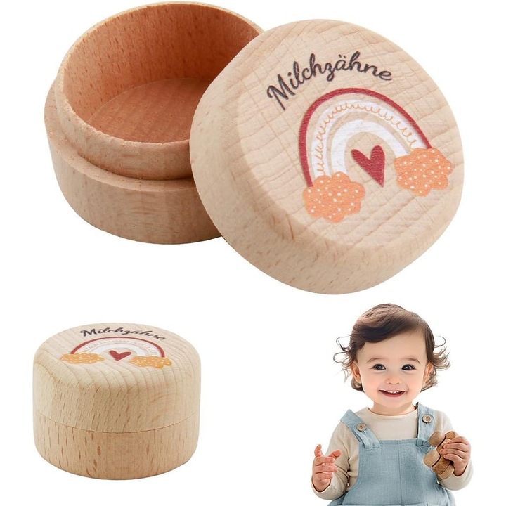 Cutie lemn pentru dinti copii, compacta, durabila, 5x3.5cm, albastru