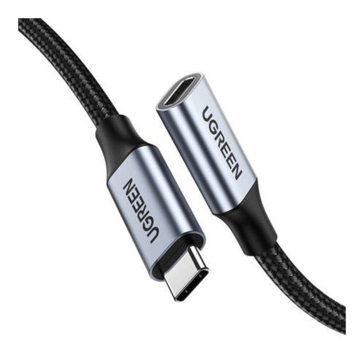 UGREEN US372 Cablu USB tip C 3.1 Gen2 mascul la mama placat cu nichel 1m (negru)