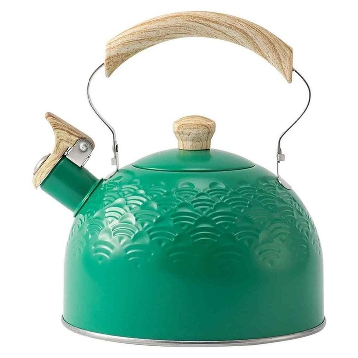 Fütyülős vízforraló, rozsdamentes acél, fa fogantyú, 3L