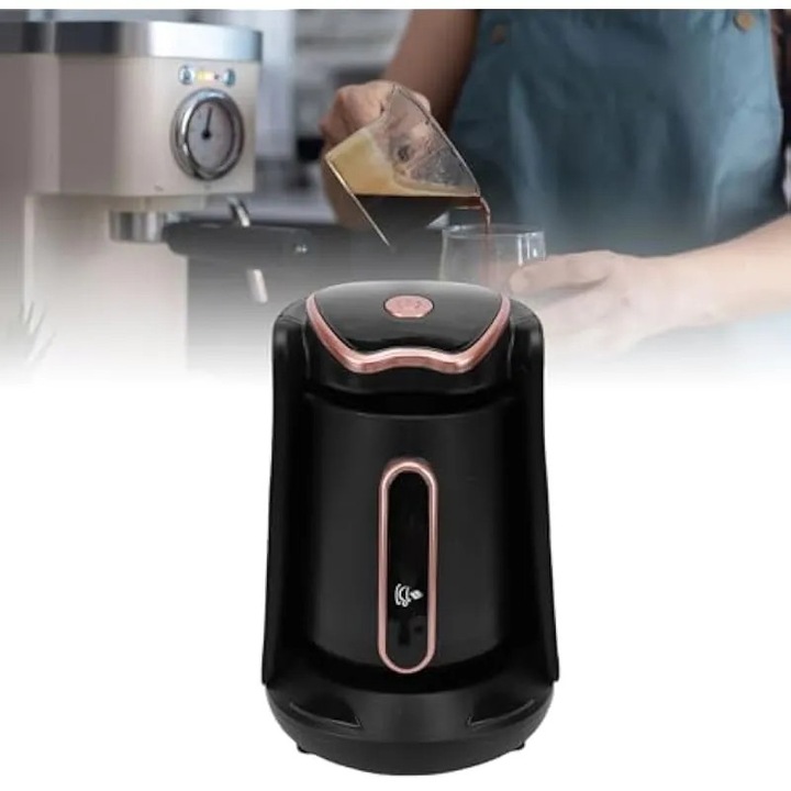 Cezve electric portabil 600W, 15x14x22cm, negru, pentru cafea si ceai