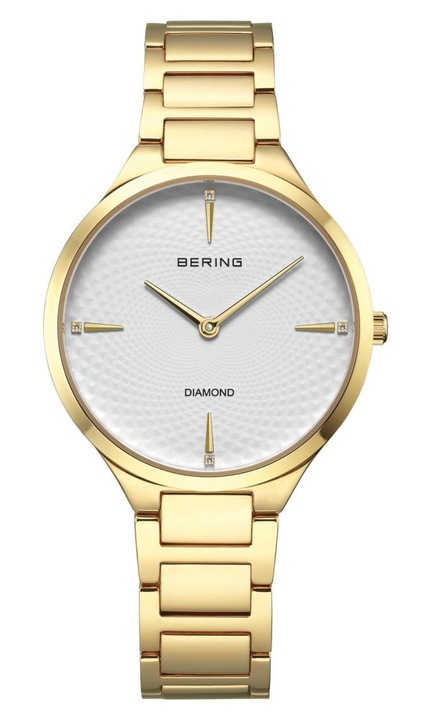 Ceas dama Bering 15634-734, galben, 34x7mm, rezistent la apa 100m
