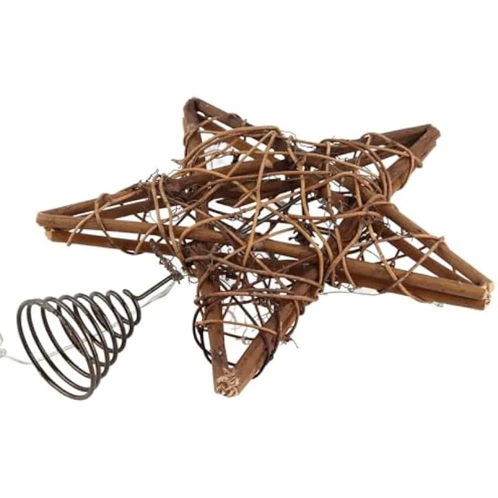 Rattan karácsonyfadísz csillag, 25 cm, barna