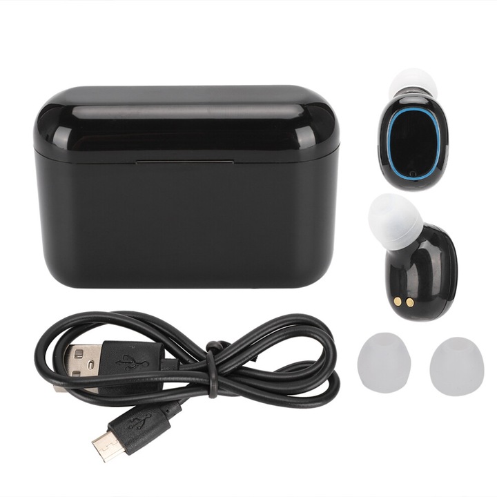 Bluetooth fordító fülhallgató, HD sztereó, valós idejű fordítás, érintésvezérlés, fekete