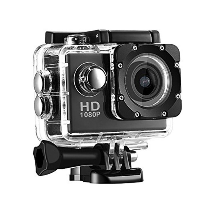 Спортна видеокамера Ultra HD 1080p, широкоъгълна, подводна, с аксесоари за монтаж