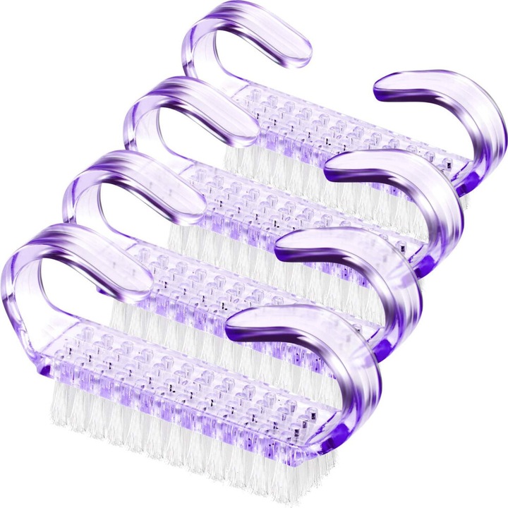 Perie unghii cu maner ergonomic, multifunctionala, alba