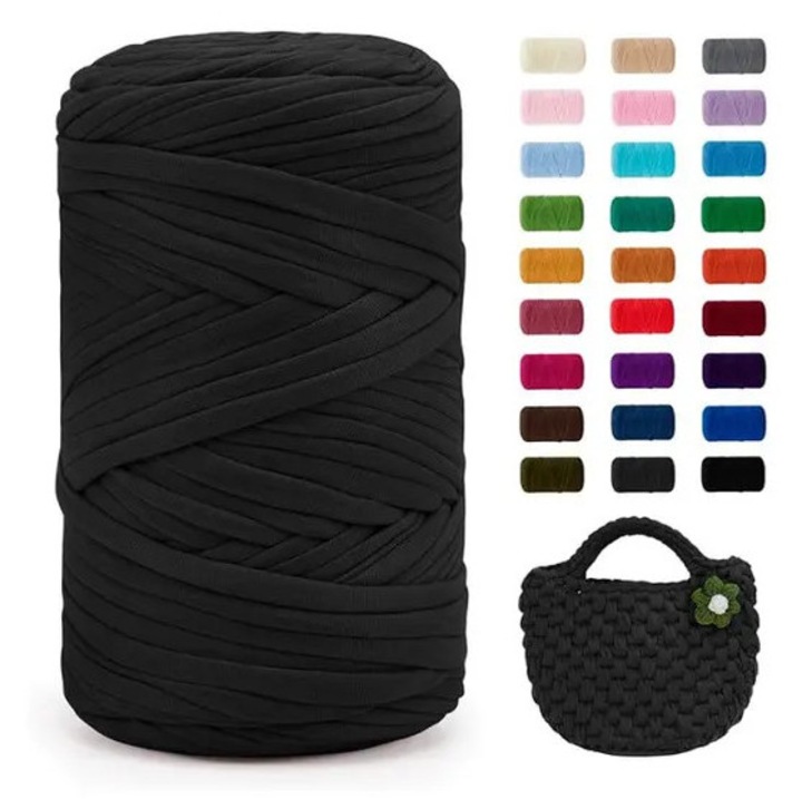 Horgolócérna, 120m, fekete, 400g, vastag