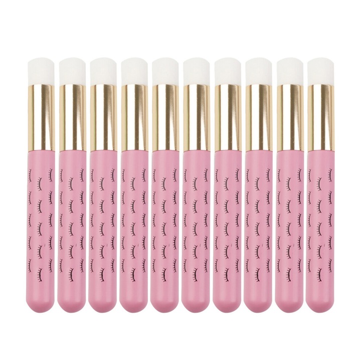 Set 10 pensule cosmetice pentru curatare gene aurii