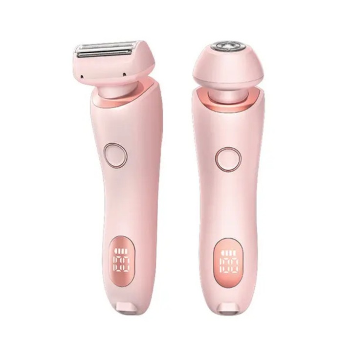 Aparat de ras electric 2-in-1 pentru femei FU-K0518-260905-1677, capete interschimbabile, USB reincarcabil, rezistent la apa, afisaj LED, roz