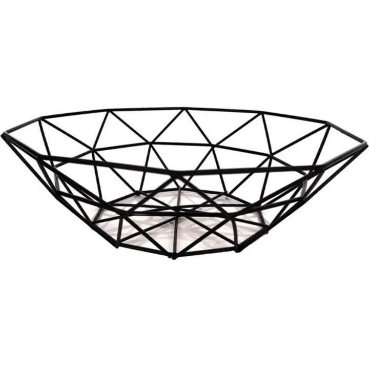 Cos fructe geometric metal negru 30x20x15cm set