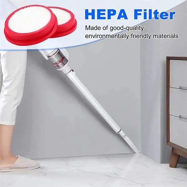 Set 2 filtre HEPA lavabile pentru aspirator Puppy T10 Pro, rosu alb, 8x8.8x1.7cm