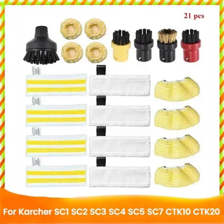 Set accesorii perii si lavete pentru aparat de curatat cu abur, multicolor, 21 piese