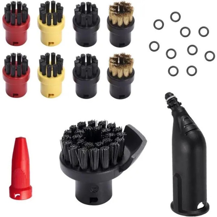 Set accesorii pentru aparat de curatat cu abur, perii si duze, multicolor, diverse dimensiuni
