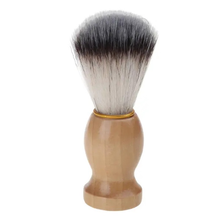 Perie de barbierit, maner lemn, par nylon moale, 11x3.5cm