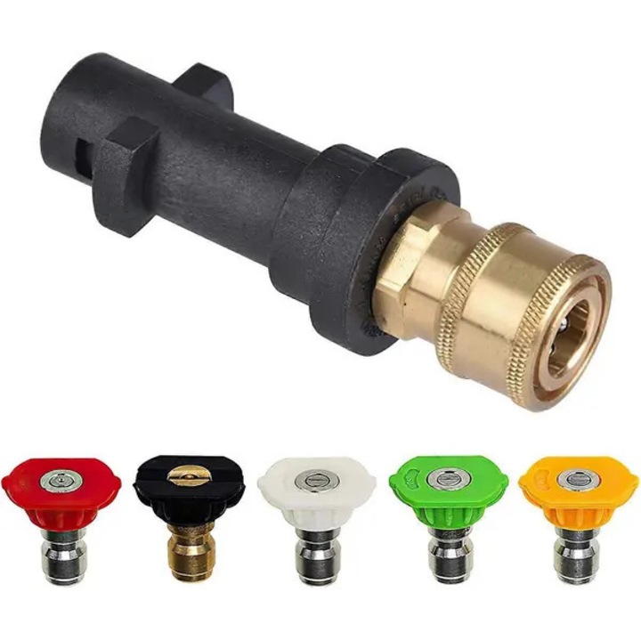 Adaptor pentru aparat de spalat cu presiune, set 5 duze, multicolor, 1/4"