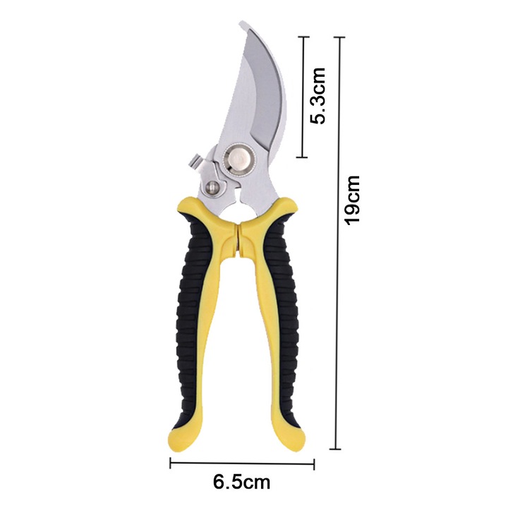 Ergonomikus kerti olló, sárga, 20 cm