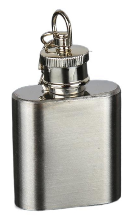 Kulcstartó mini rozsdamentes acél flaska 32x59mm 50g ezüst