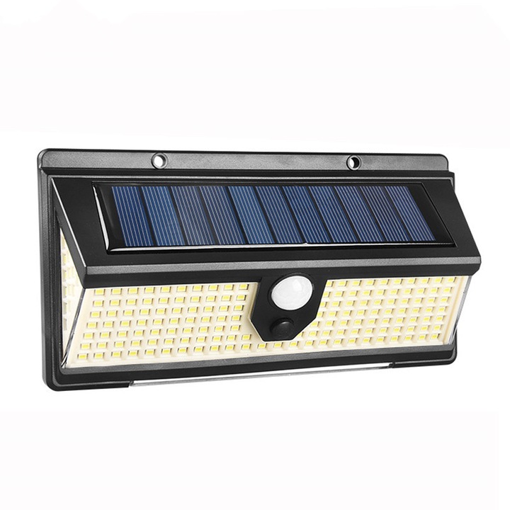 2 buc. Lumini solare 190 LED-uri, iluminare pe trei laturi, senzori pentru corpul uman, iluminare pentru garduri rutiere