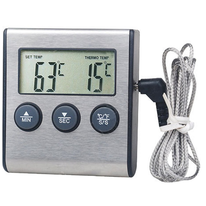 Termometru frigider congelator, alarma temperatura, afisaj LCD mare, negru, 5x8cm
