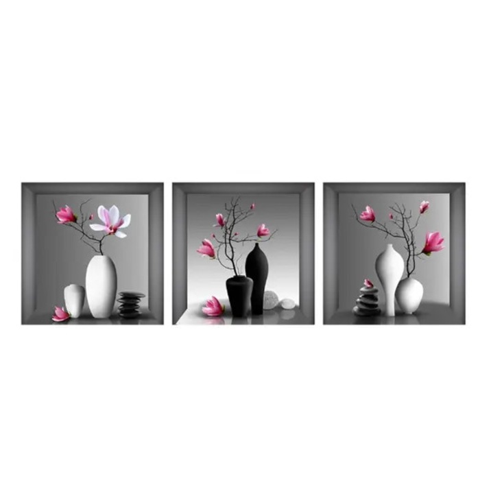 Vászonkép 3 orchidea, elegáns, fekete, 30x30cm, szett