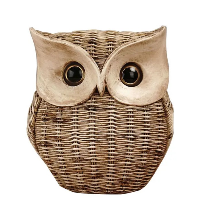 Statueta mica bufnita decorativa, OEM, alb, 10x15x20cm