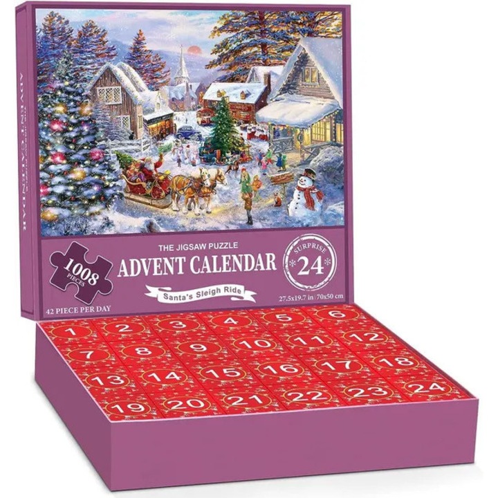 Karácsonyi puzzle 1008 darabos, 24 dobozos szett, többszínű
