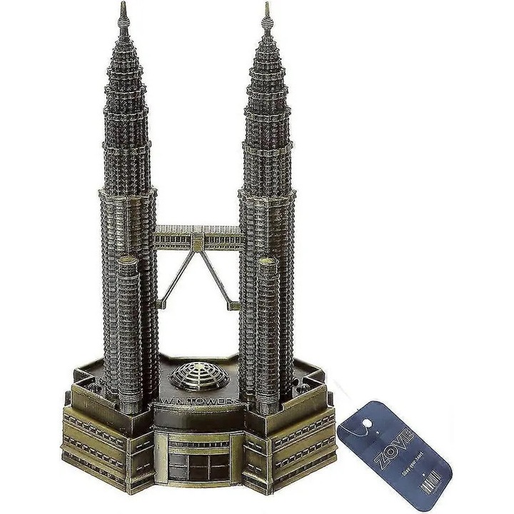 Statueta Petronas Twin Towers, zinc, 17.8x5x10cm, decor birou