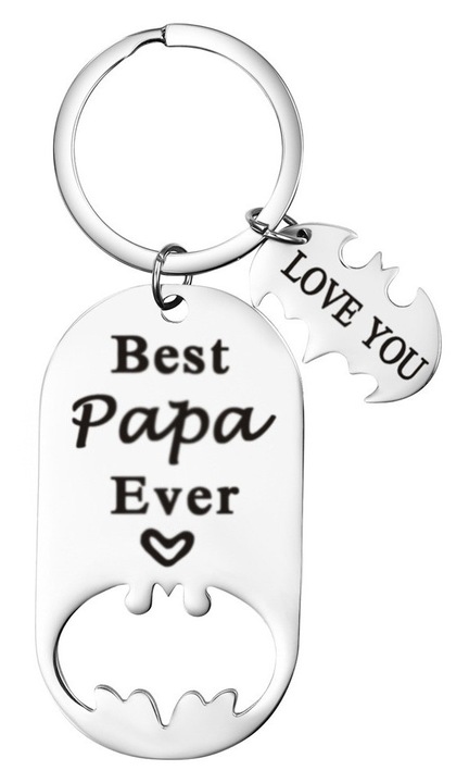 Kulcstartó sörnyitó, rozsdamentes acél, gravírozott Best Dad Ever, 7x3cm