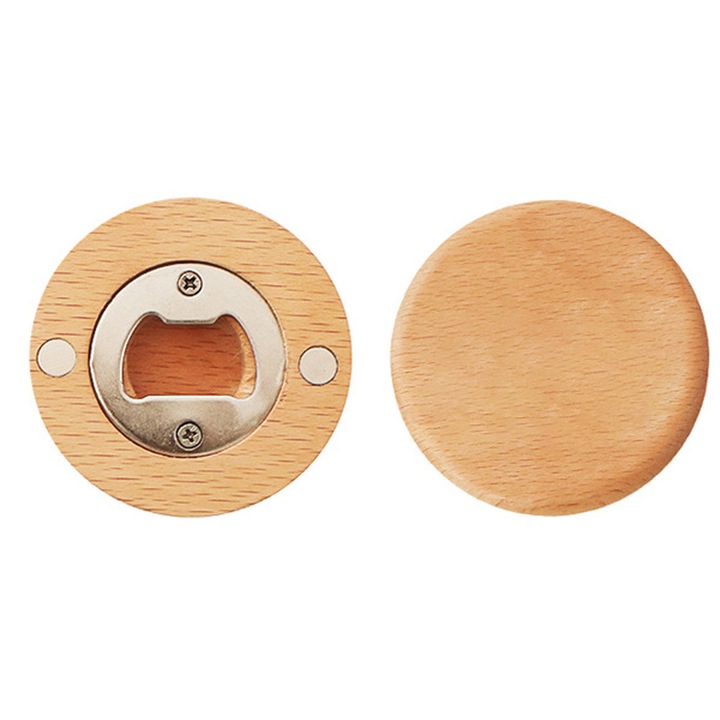 Deschizator sticle magnetic lemn fag rotund multicolor 5x5cm
