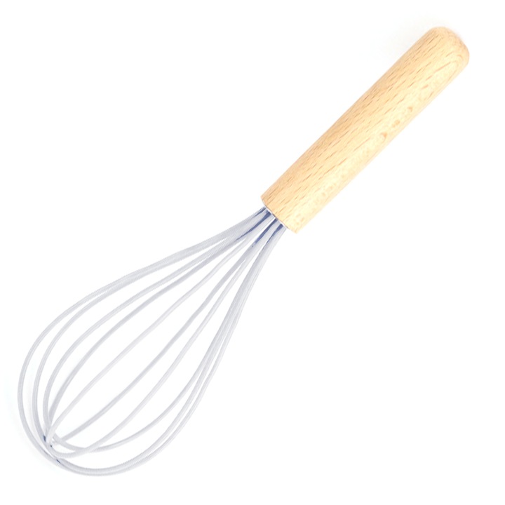 Tel din silicon pentru oua cu maner manual din lemn, inox, 25cm