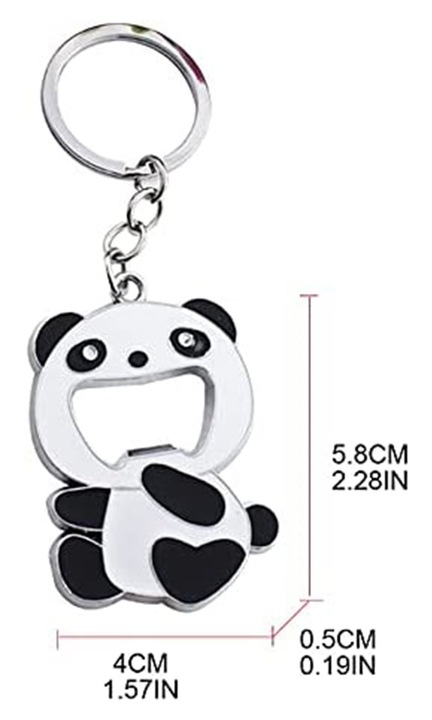 Kompakt, többfunkciós rozsdamentes acél panda sörnyitó kulcstartó