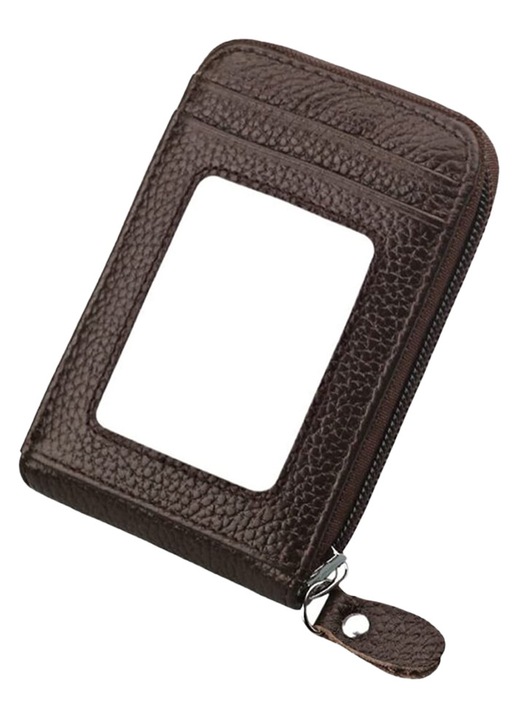 Portofel dama, 11 sloturi RFID, inchidere cu fermoar, negru