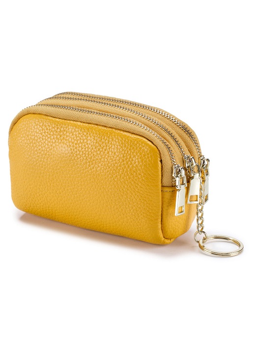 Portofel piele naturala multifunctional mini, negru, 12x5x8.5cm