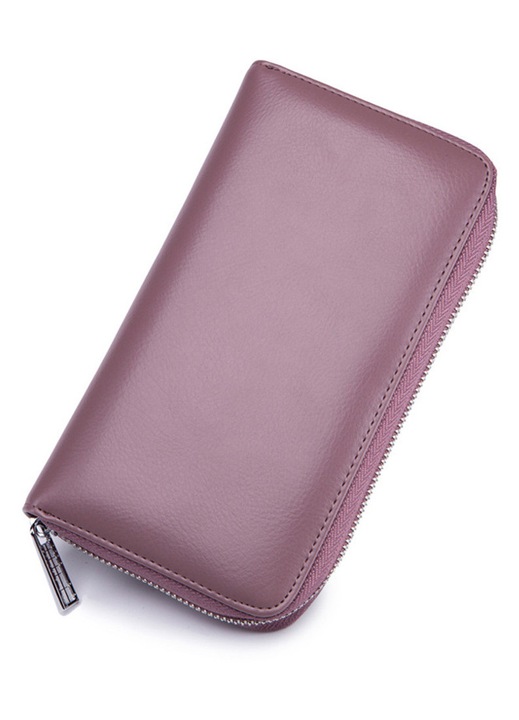 Portofel dama piele, capacitate mare, protectie RFID, negru, 20x10cm
