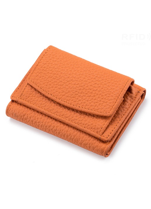 Portofel compact piele, RFID, buzunar monede, negru