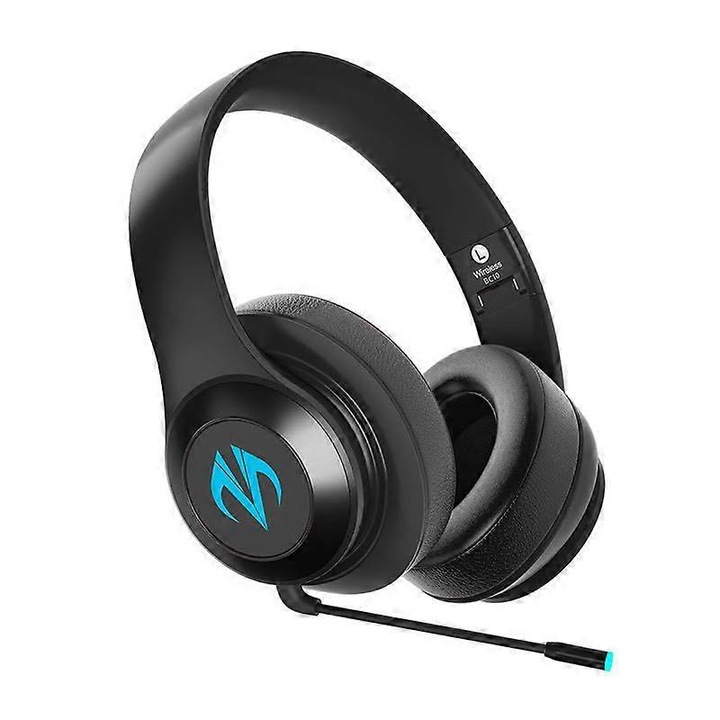 Безжични слушалки, въртящ се на 360 градуса микрофон, Bluetooth 5.0, черен, 92мм