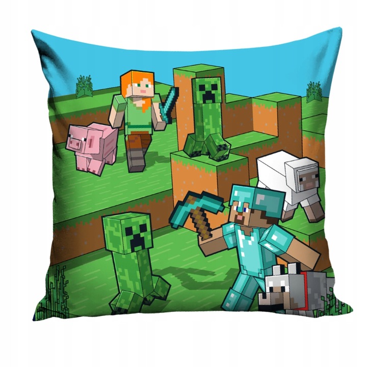 Carbotex Minecraft Alex Creeper farm párnahuzat 40x40cm többszínű