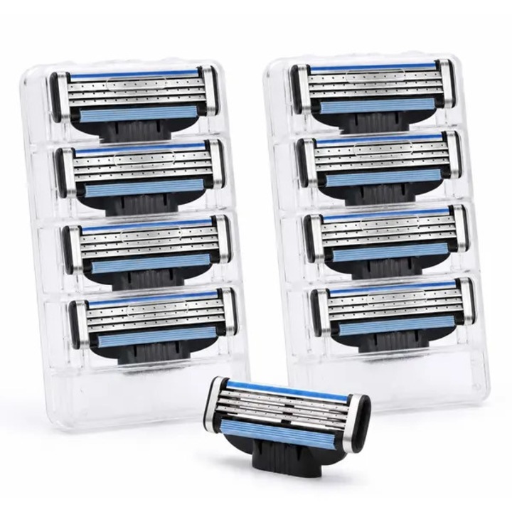 Set 8 lame compatibile Mach 3, 3 lame, strip lubrifiant, flexibil