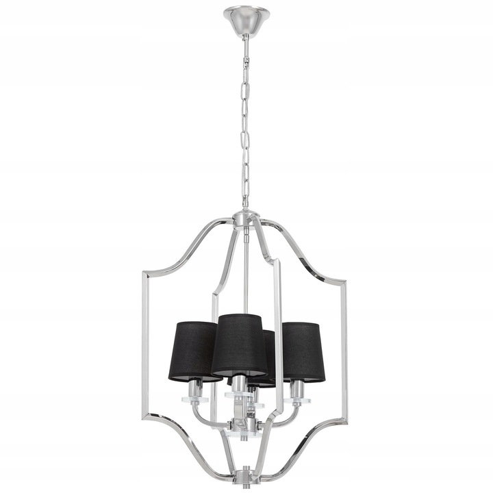 Lampa Wisząca Orlando 4xE14 Neagra Cromata cu Cristale
