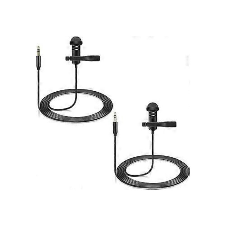 Lavalier mikrofon 2 db fekete 1.5m fém csipesszel és szivacs védelemmel
