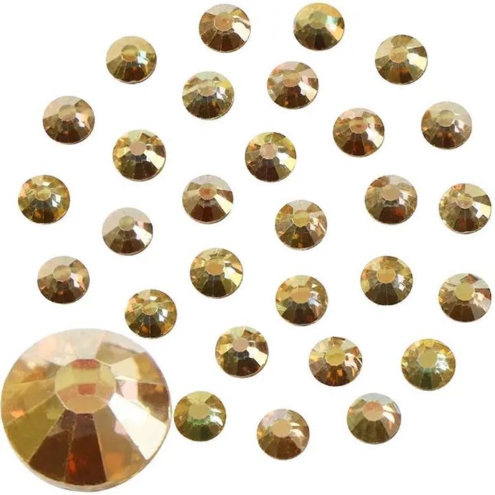 Lapos hátú kristályok dekorációhoz, 1440 db, 4.8mm, metál napfény sárga