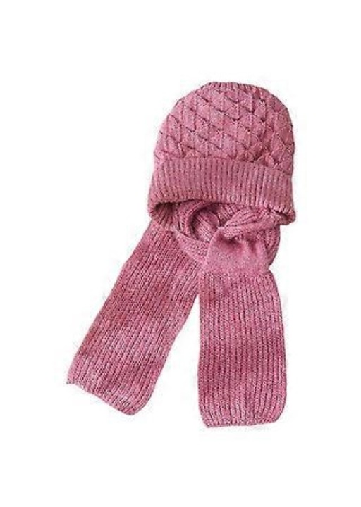Női sapka integrált sállal, kötött, bársony, rugalmas, többszínű, 56-60cm