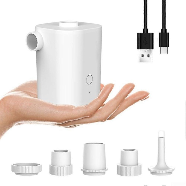 Hordozható elektromos pumpa, 5 fúvóka, narancssárga, 64x71x82mm