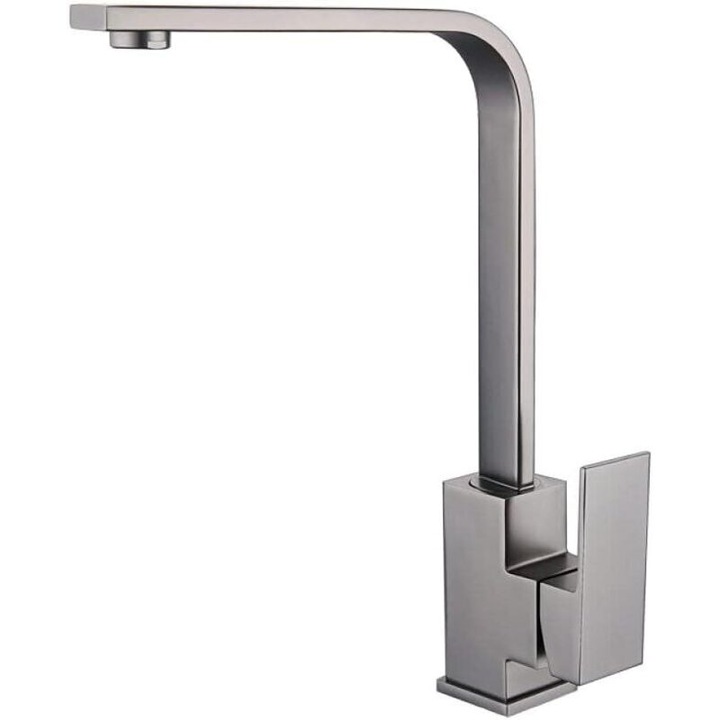 Konyhai csaptelep, pultra szerelhető, 360 fokban forgatható, rézötvözet, rozsdamentes acél felület, standard méretek