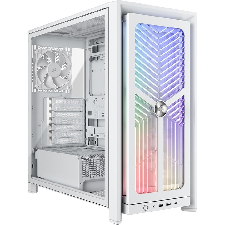 Corsair FRAME 4000X RS ház, Mid-Tower, 4 db RS120 PWM ventilátorral, Edzett üveg, Fehér