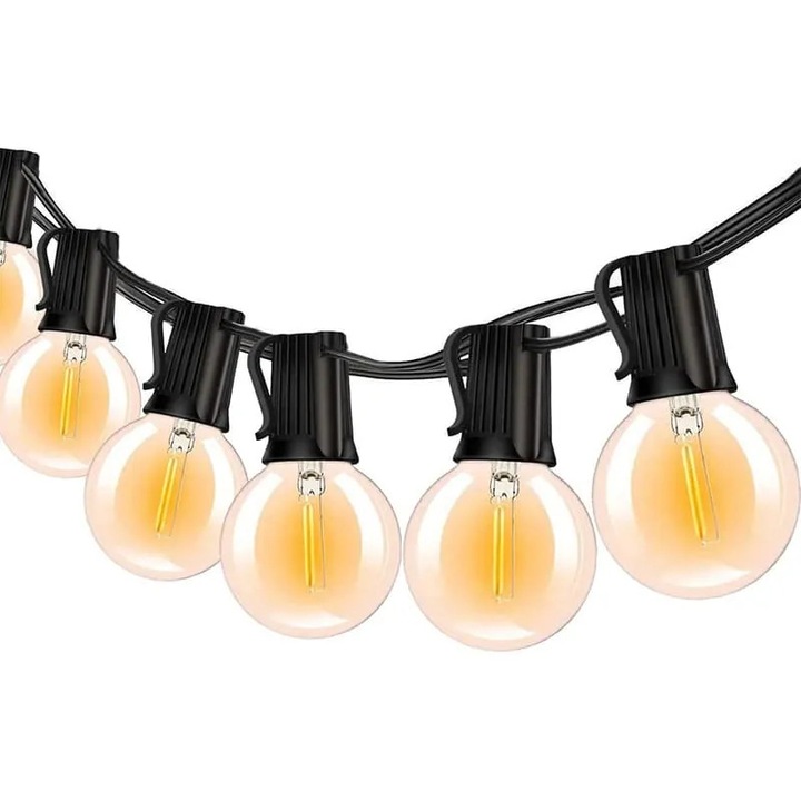 Външна светеща инсталация, 25 LED G40, водоустойчива, 15м, топло бяло