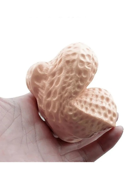 Stresszoldó mogyoró játék, kulcstartó, 14x7cm, barna