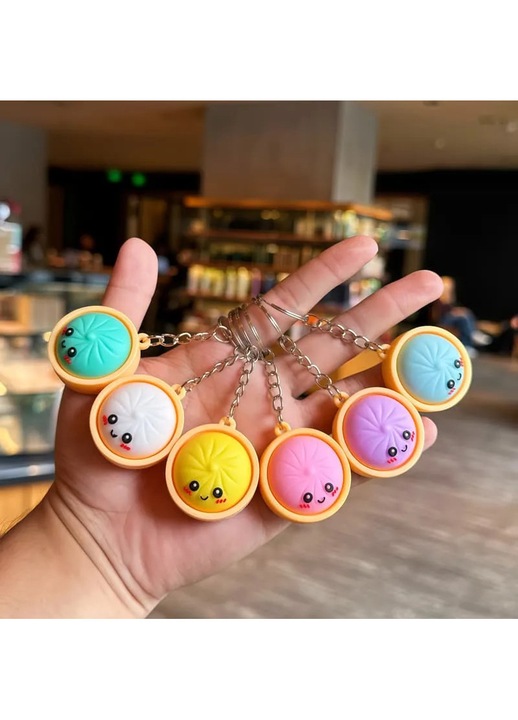 Squishy kulcstartó, stresszoldó játék, többszínű