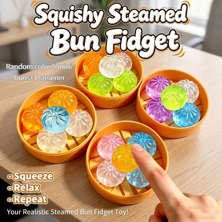 Комплект от 5 мини squishy играчки, имитиращи задушени хлебчета, многоцветни 5x5x3cm